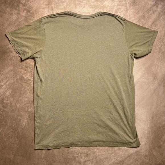 Forged Skull Headdress Tomahawk Print T-Shirt Khaki Green Short Sleeve Indie Y2K - Picture 3 of 5